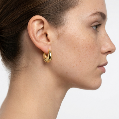 Mira Gold Hoops – 19mm 18K Gold Waterproof Hoop Earrings