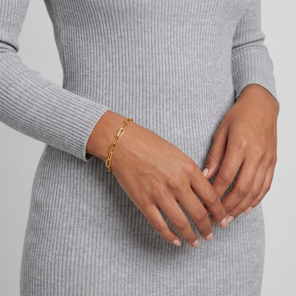 Modern Paperclip Bracelet – 18K Gold Waterproof Chain Link Bracelet