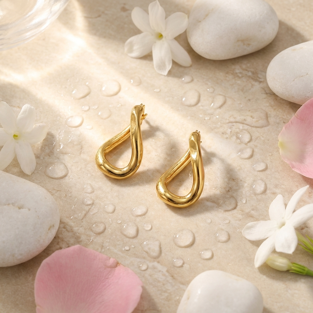 Cleo Hoop Earrings – 25mm 18K Gold Waterproof Hoop Earrings