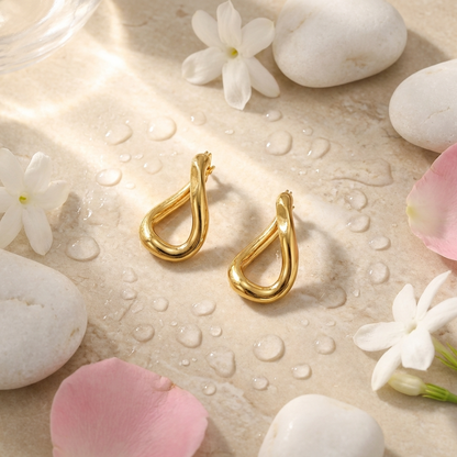 Cleo Hoop Earrings – 25mm 18K Gold Waterproof Hoop Earrings