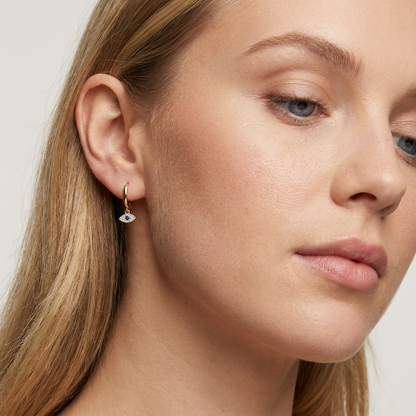 Blue Evil Eye Earrings – Sterling Silver Protection Charm Earrings