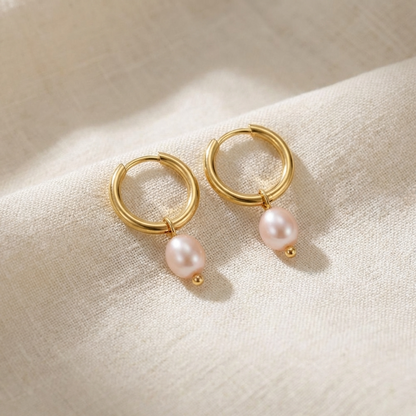 Arielle Pearl Hoops – 34mm 18K Gold Large Pearl Drop Earrings