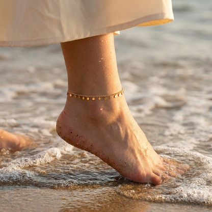 Cleo gold crystal anklet – 18K waterproof ankle bracelet