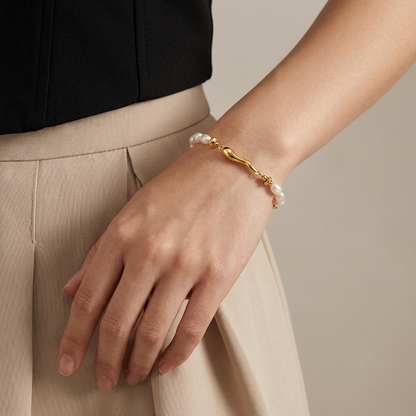Elira Pearl Bracelet – 18K Gold Freshwater Pearl Waterproof Bracelet