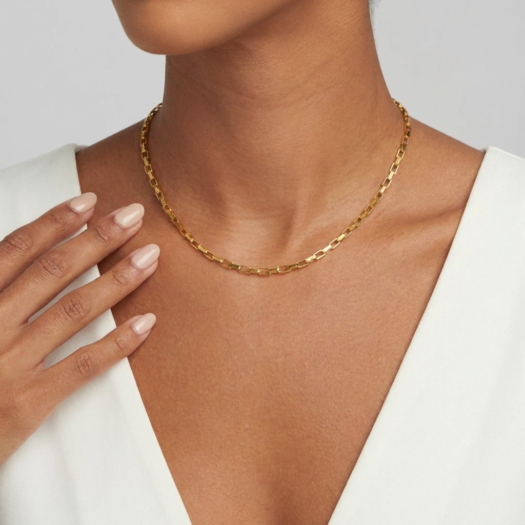 Delphine Necklace – 18K Gold Waterproof Minimal Chain Necklace