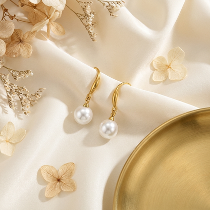 Alba Pearl Earrings – 18K Gold Freshwater Pearl Drop Earrings