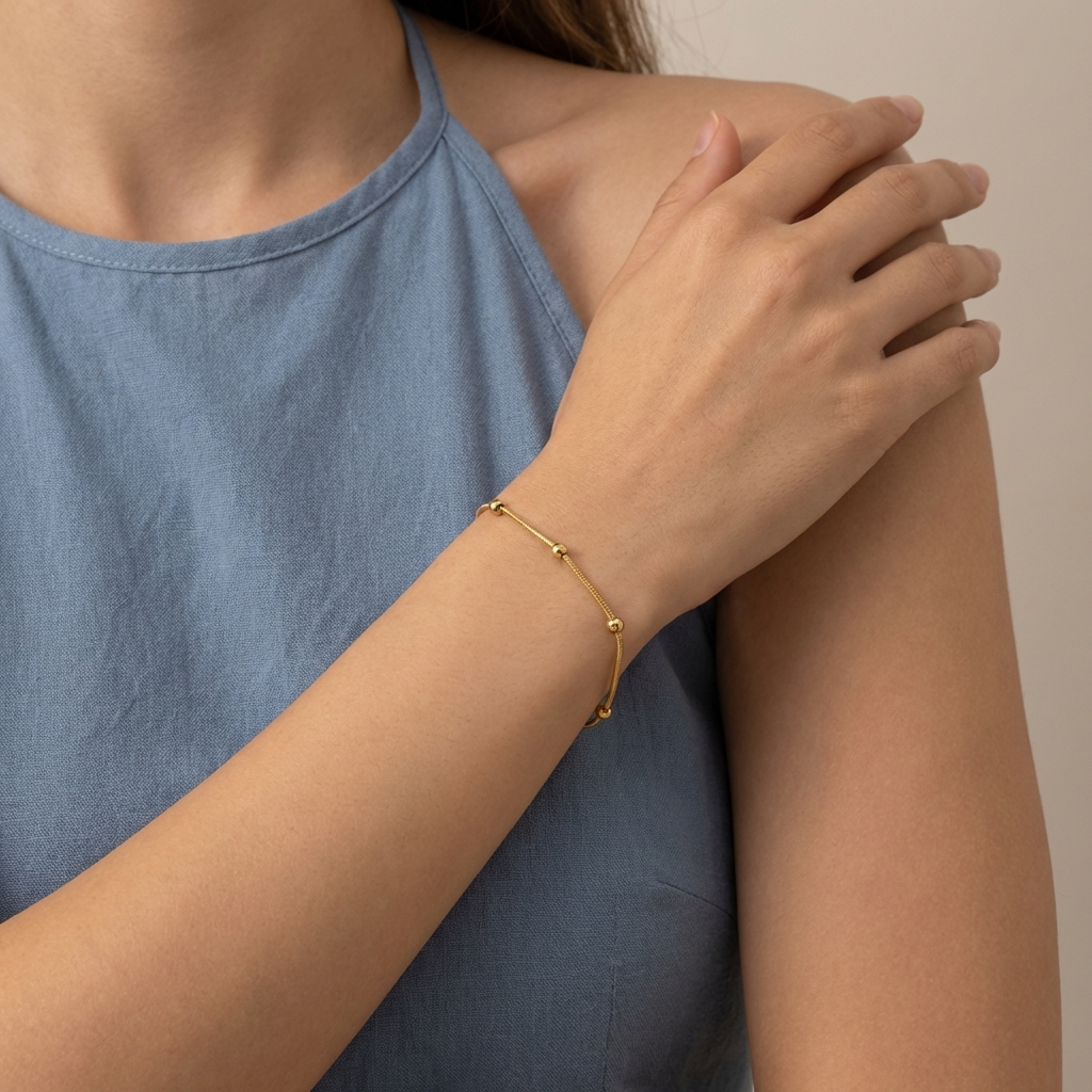 Lunara Canyon Bracelet – 18K Gold Textured Waterproof Bracelet