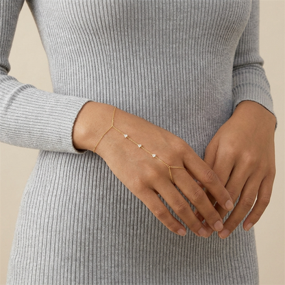 Dahlia Hand Chain – Delicate 925 Sterling Silver Wrist-to-Finger Chain