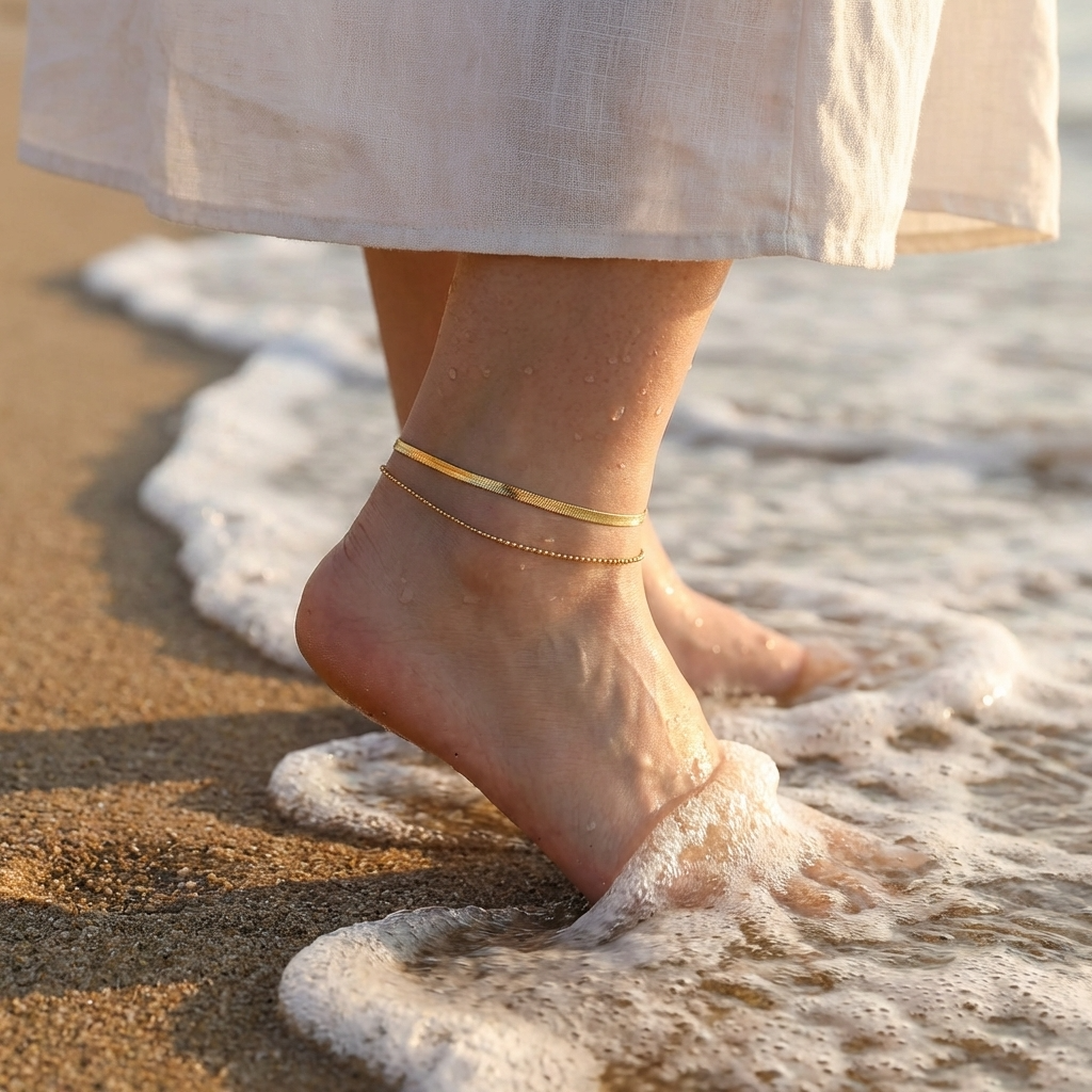 Violetta classic gold anklet – waterproof 18K ankle bracelet