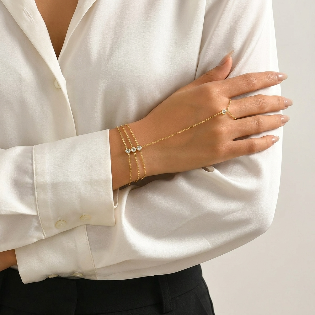 Arielle Bead Bracelet – 18K Gold Crystal Beaded Waterproof Bracelet
