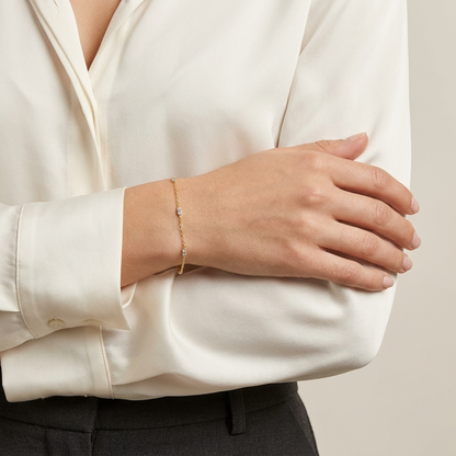 Zehra Dainty Bracelet – 925 Sterling Silver Everyday Crystal Bracelet