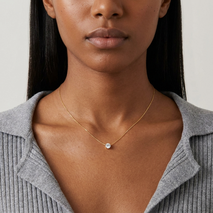 Yara Circle Necklace – 18K Gold Crystal Circle Pendant Necklace