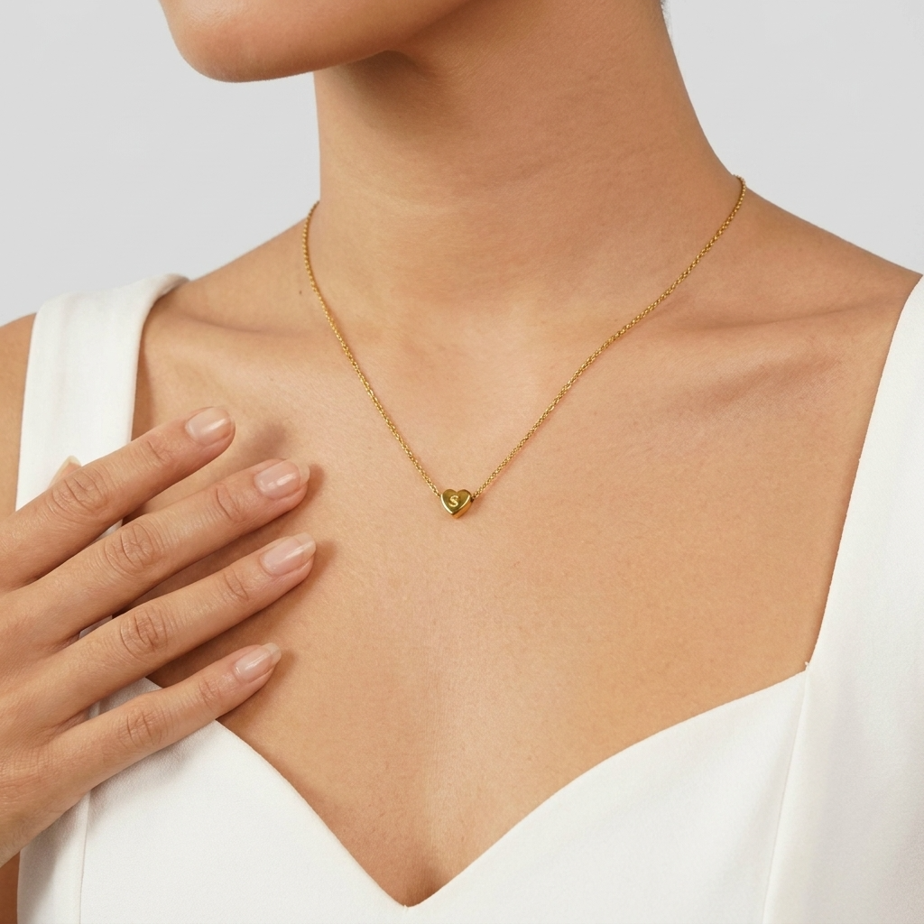 Bea Heart Necklace – 18K Gold Waterproof Heart Pendant Necklace