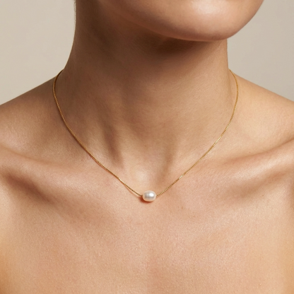 Anaëlle Pearl Necklace – 18K Gold Single Freshwater Pearl Necklace