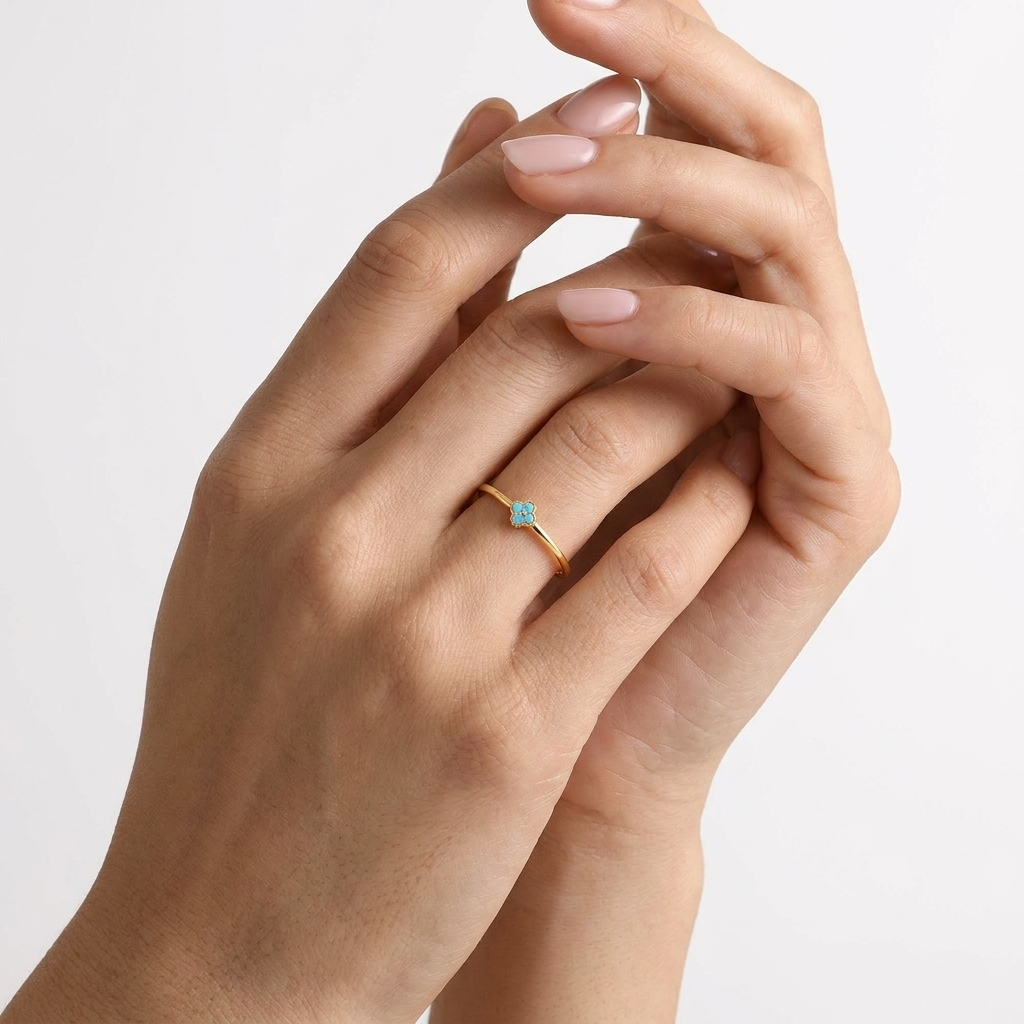 Teya Aqua Ring – 925 Sterling Silver Turquoise Crystal Ring