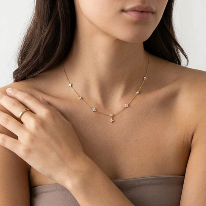 Vera Dainty Necklace – 925 Sterling Silver Delicate Crystal Necklace