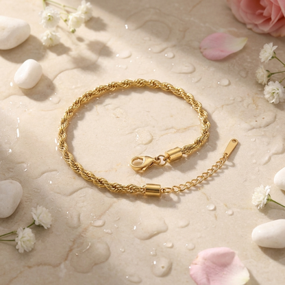 Solara rope chain anklet – twisted 18K gold ankle bracelet