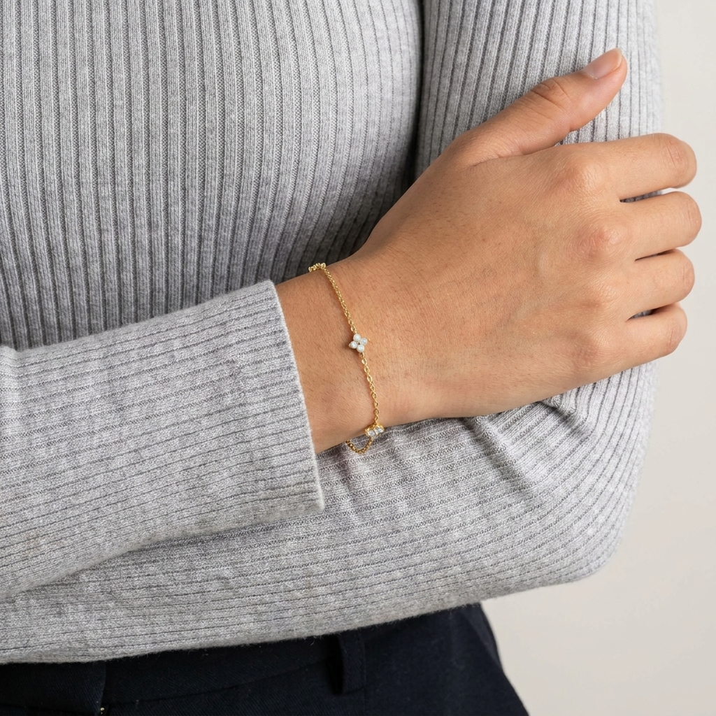 Noa Clover Bracelet – 925 Sterling Silver Opalite Lucky Clover Bracelet