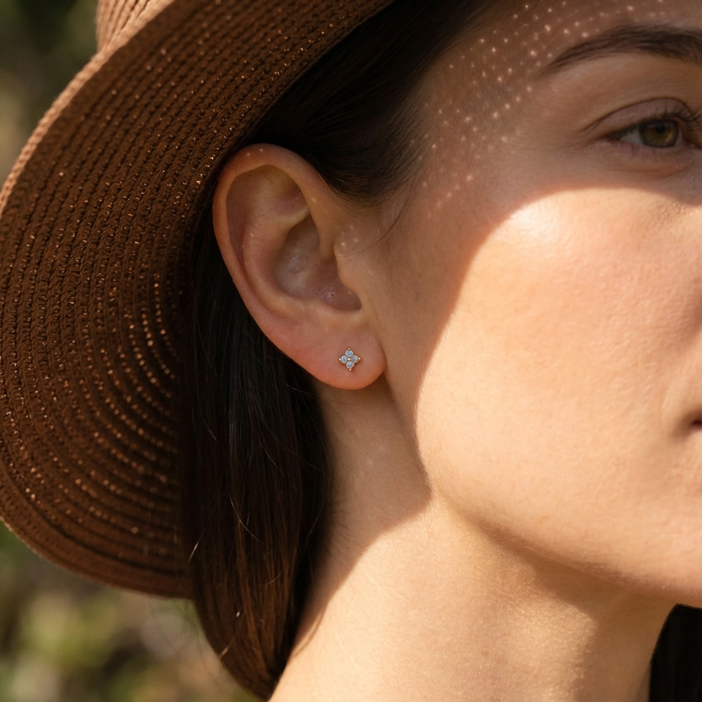 Noa Stud Earrings – 925 Sterling Silver Opalite Crystal Studs