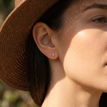 Noa Stud Earrings – 925 Sterling Silver Opalite Crystal Studs
