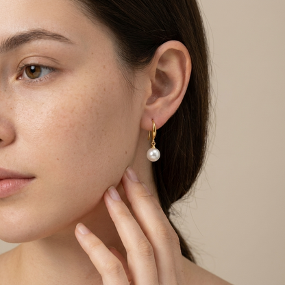Alba Pearl Earrings – 18K Gold Freshwater Pearl Drop Earrings