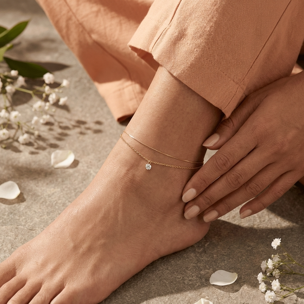 Selina whisper dainty gold anklet – thin 18K chain