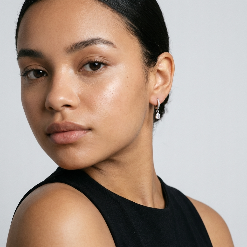 Silver Crystal Hoops – Platinum Plated White Crystal Hoop Earrings