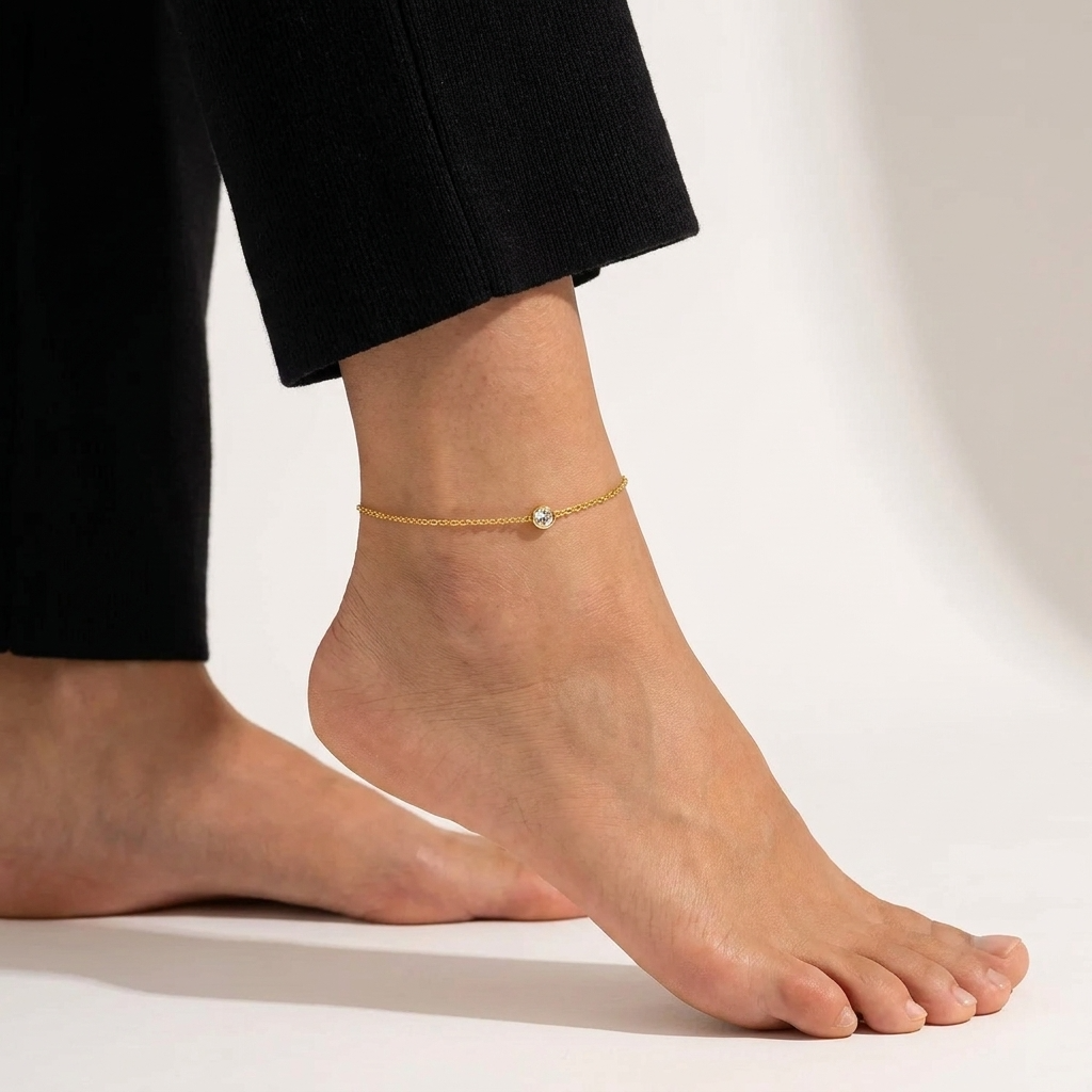 Sylvie glimmer dainty gold anklet – 18K ankle bracelet