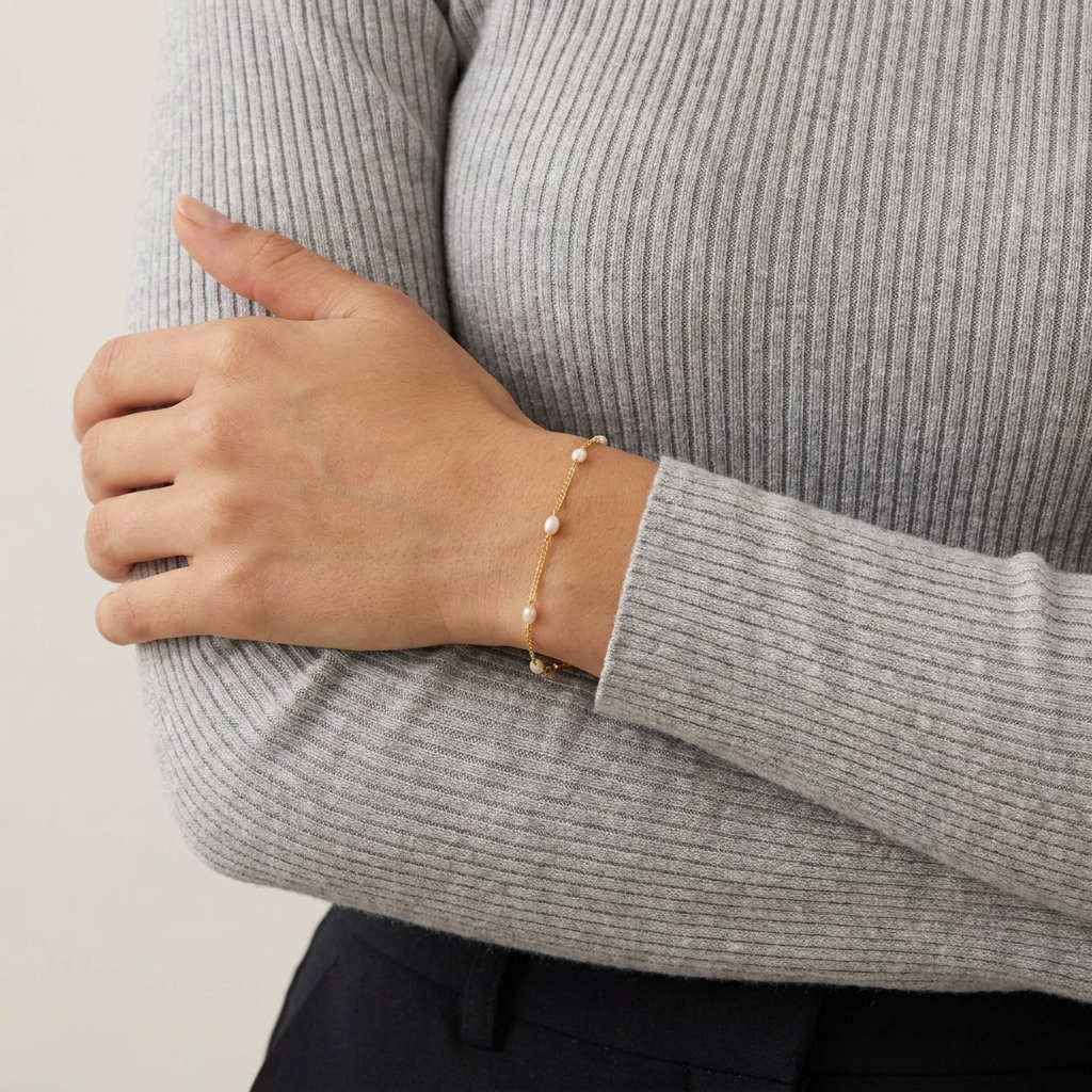 Noëlle Pearl Bracelet – 18K Gold Freshwater Pearl Waterproof Bracelet