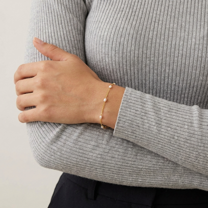 Noëlle Pearl Bracelet – 18K Gold Freshwater Pearl Waterproof Bracelet