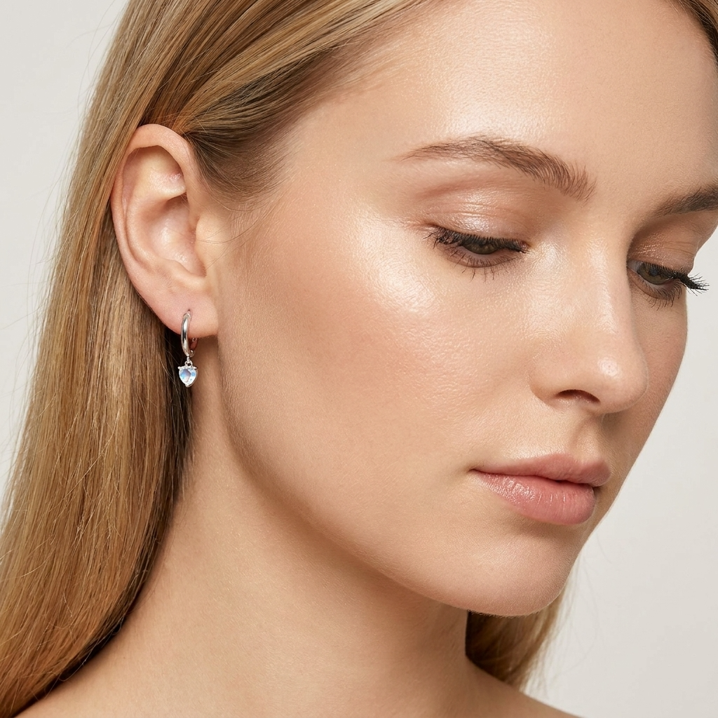 Lilia Hoops – 925 Sterling Silver Platinum Crystal Hoop Earrings