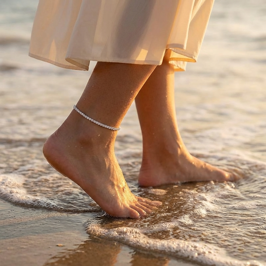 Nia tennis anklet – 925 sterling silver crystal ankle bracelet