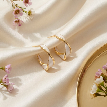 Pearl Twist Hoops – 25mm 18K Gold Statement Pearl Hoop Earrings