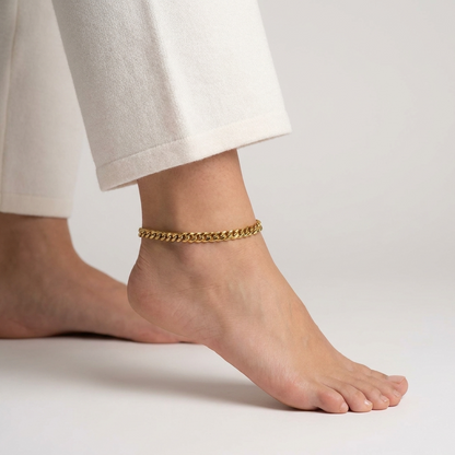Isla Cuban link anklet – chunky 18K gold ankle bracelet