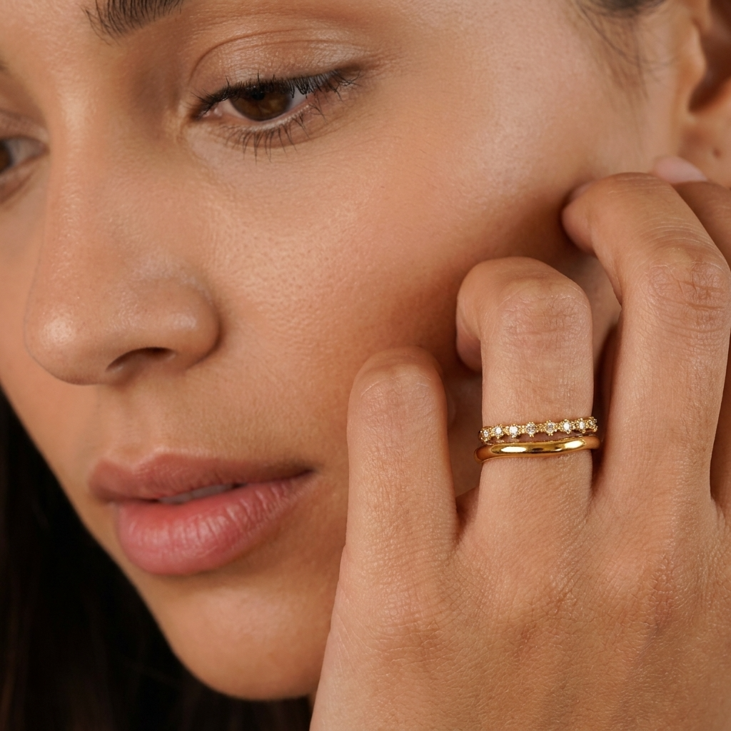 Freya Crystal Ring – 18K Gold Pavé Crystal Eternity Ring