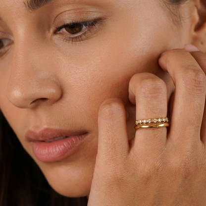 Freya Crystal Ring – 18K Gold Pavé Crystal Eternity Ring
