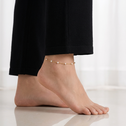 Rhea freshwater pearl anklet – 18K gold ankle bracelet