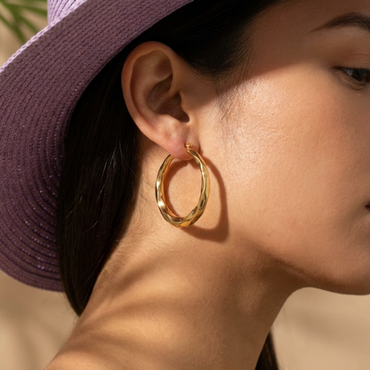 Liora Hoops – 43mm 18K Gold Large Polished Hoop Earrings