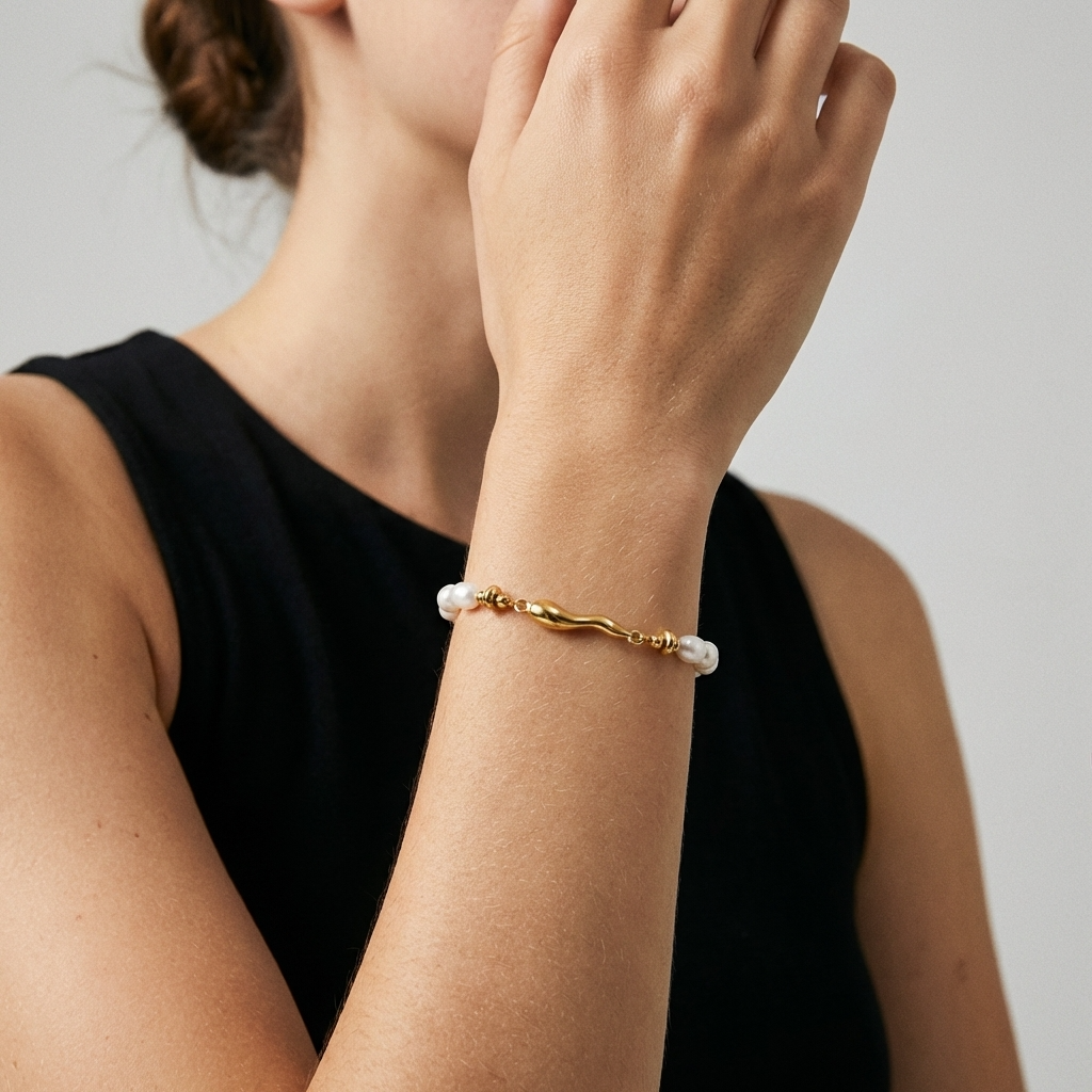 Elira Pearl Bracelet – 18K Gold Freshwater Pearl Waterproof Bracelet