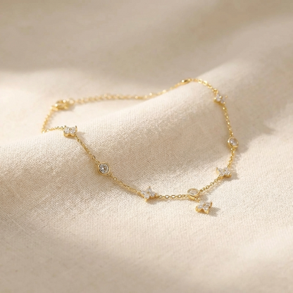 Ophelia sparkling clover anklet – sterling silver ankle bracelet