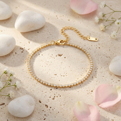 Zaria Tennis Bracelet – 18K Gold Waterproof Everyday Bracelet