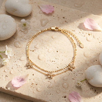 Inaya Flower Bracelet – 925 Sterling Silver Crystal Floral Bracelet