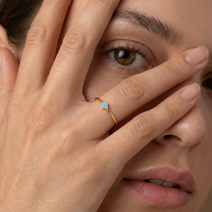 Teya Aqua Ring – 925 Sterling Silver Turquoise Crystal Ring
