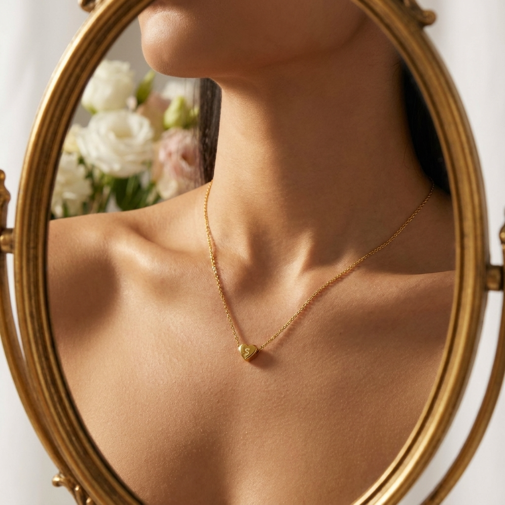 Bea Heart Necklace – 18K Gold Waterproof Heart Pendant Necklace