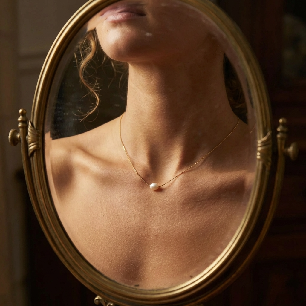 Anaëlle Pearl Necklace – 18K Gold Single Freshwater Pearl Necklace