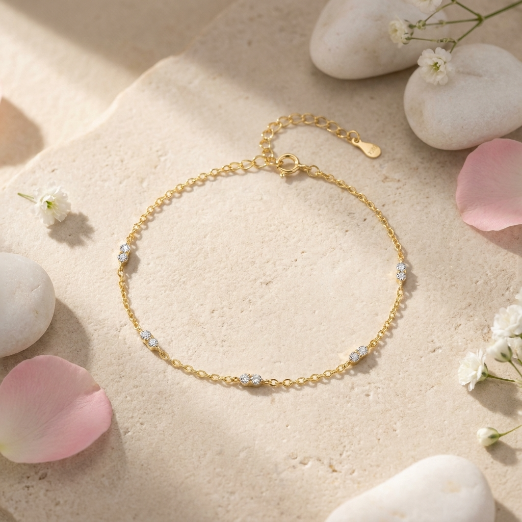 Zehra Dainty Bracelet – 925 Sterling Silver Everyday Crystal Bracelet