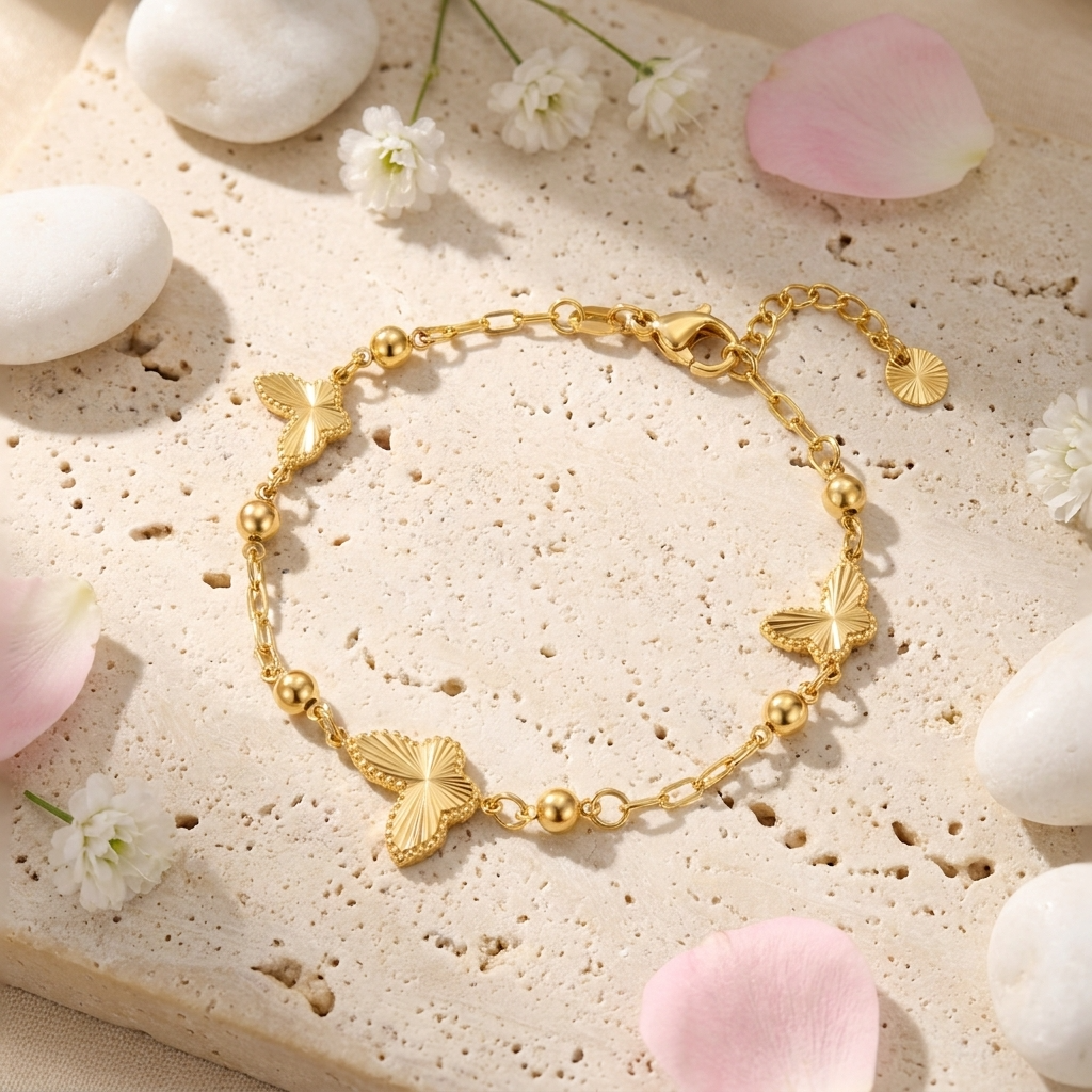 Ariana Butterfly Bracelet – 18K Gold Waterproof Minimal Charm Bracelet