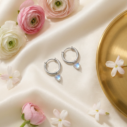 Lilia Hoops – 925 Sterling Silver Platinum Crystal Hoop Earrings