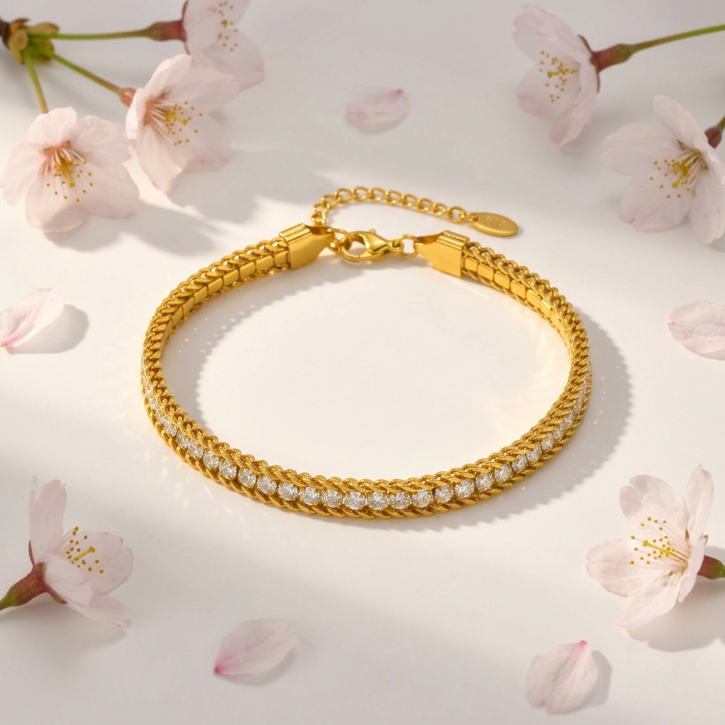 Legacy tennis anklet – 18K gold crystal ankle bracelet