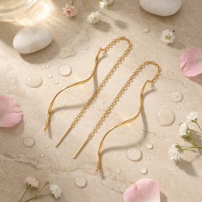 Vera Slim Earrings – 18K Gold Adjustable Threader Drop Earrings